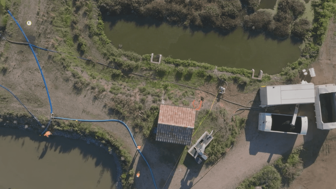 vue aérienne chantier curage lagune